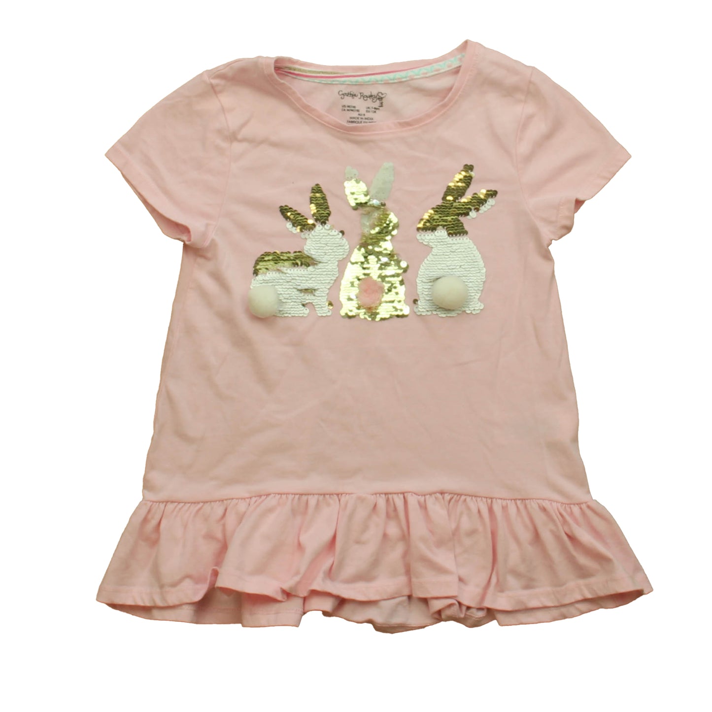 Cynthia Rowley Girls Pink Bunnies T-Shirt Size: 7-8 Years Pink Bunnies