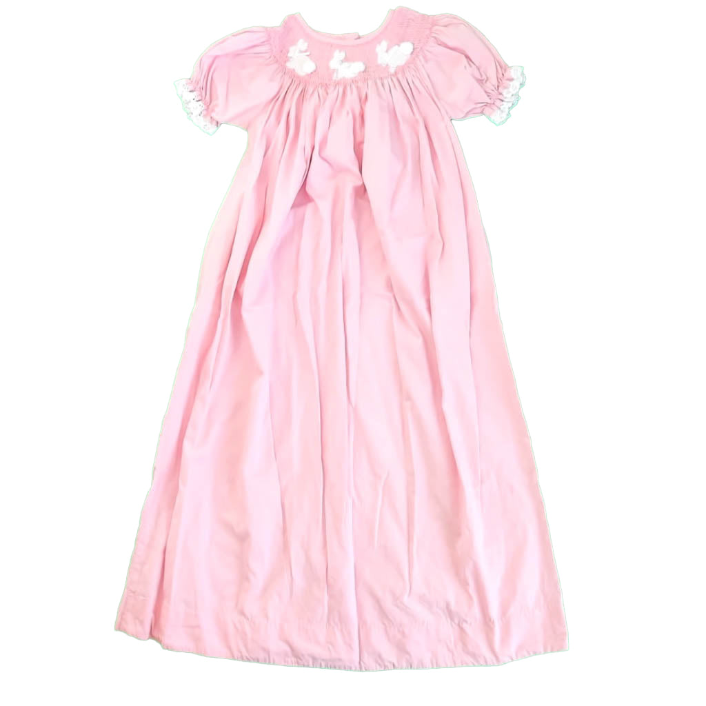 Pleats & Stitches Girls Pink Bunnies Dress Size: 10 Years Pink Bunnies