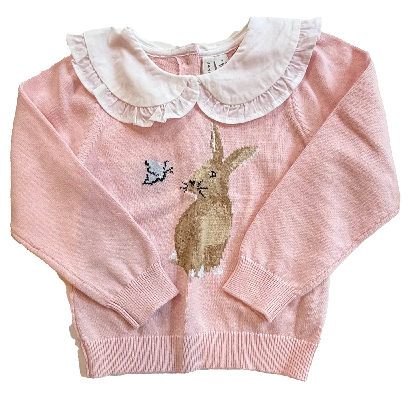 Janie and Jack Girls Pink Bunny Sweater Size: 3T Pink Bunny