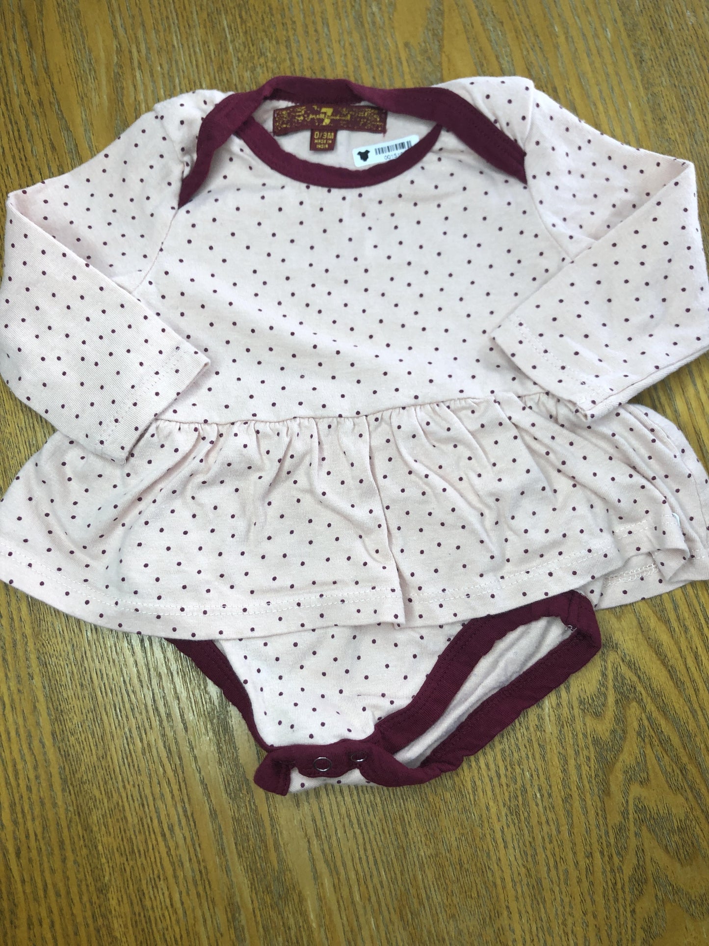 7 For All Mankind Girls pink | Burgundy Onesie Size: 3 months pink | Burgundy