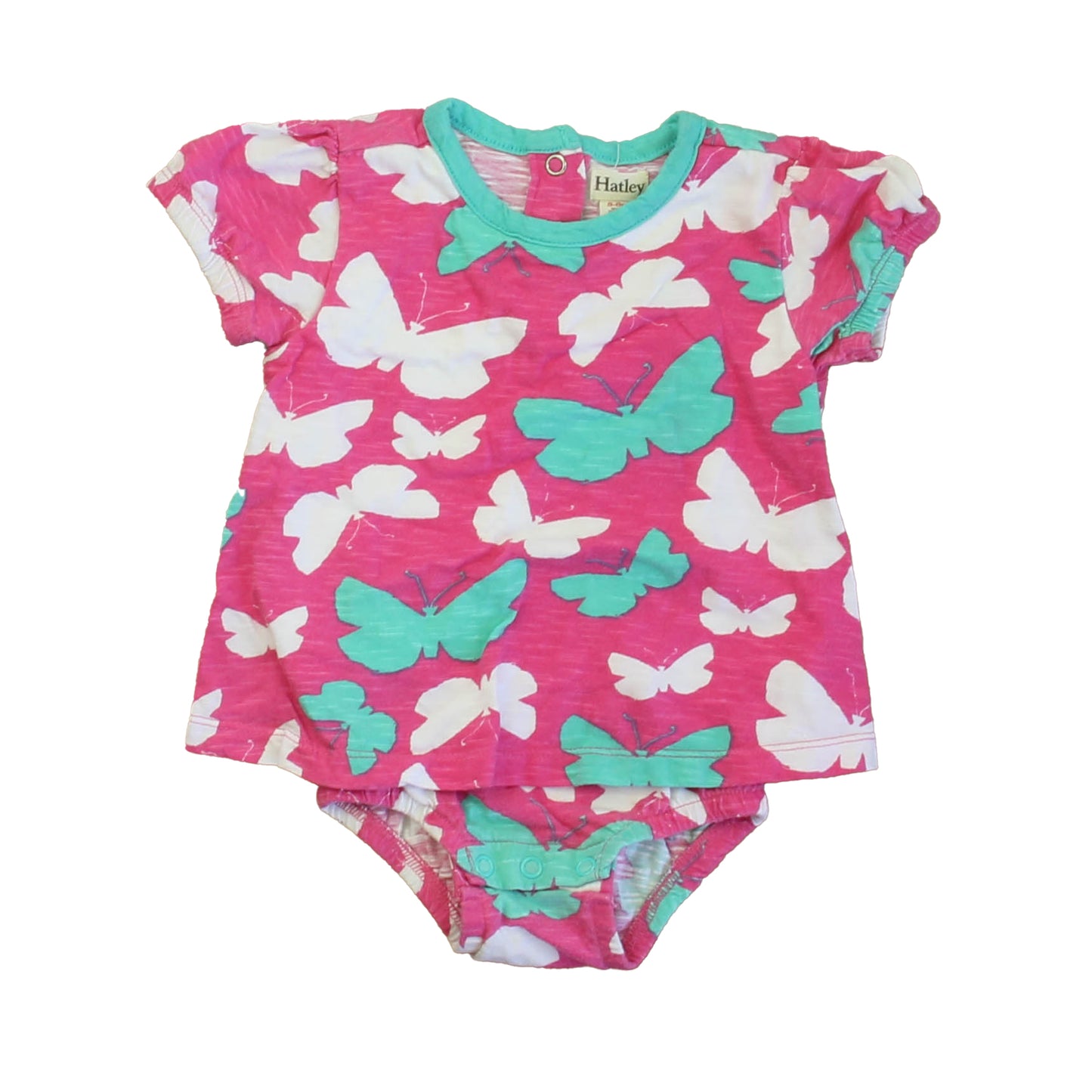 Hatley Girls Pink Butterflies Romper Size: 3-6 Months Pink Butterflies