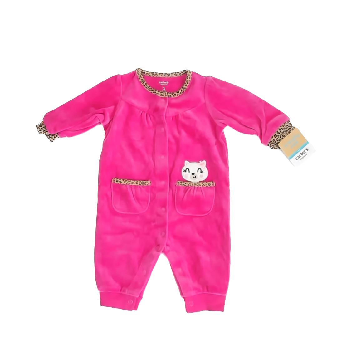 Carter's Girls Pink | Cheetah Long Sleeve Outfit Size: 3 Months Pink | Cheetah