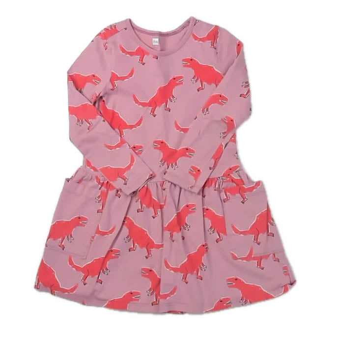 Tea Collection Girls Pink Dinosaurs Dress Size: 5T Pink Dinosaurs