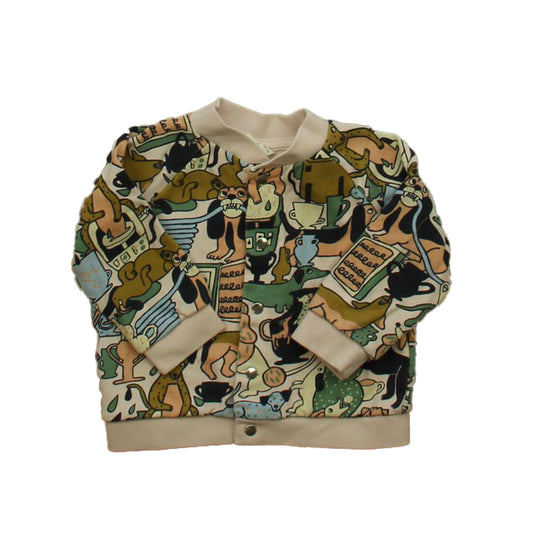 Arket. Girls Pink Dogs Cardigan Size: 6-12 Months Pink Dogs