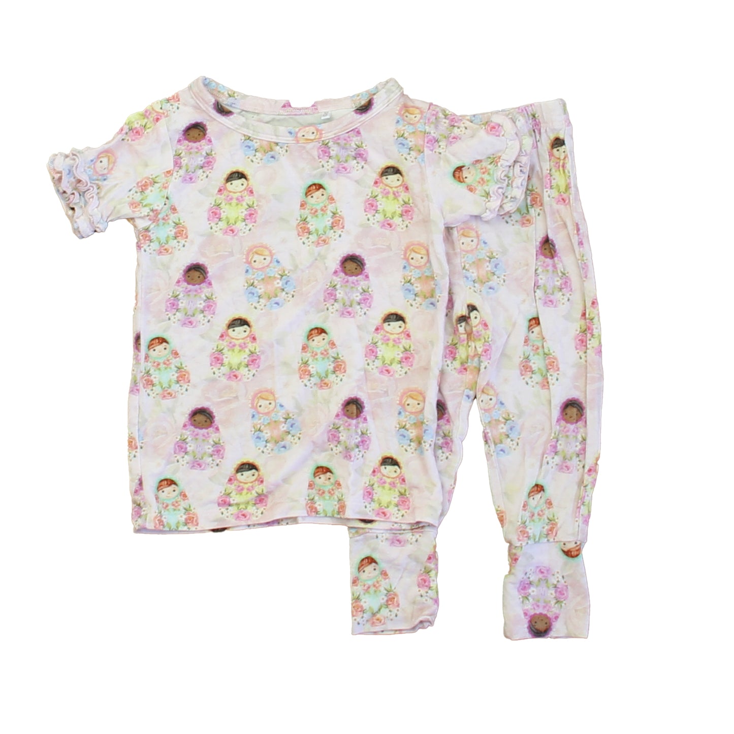 Posh Peanut Girls Pink Dolls 2-piece Pajamas Size: 6-12 Months