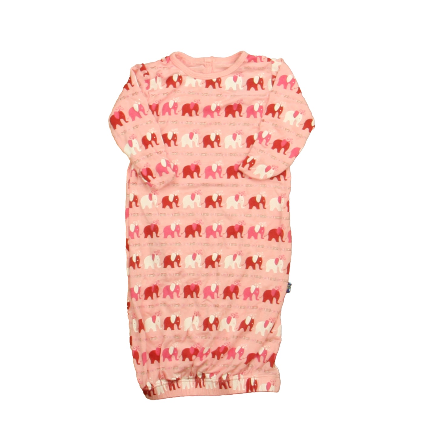 Kickee Pants Girls Pink Elephants Long Sleeve Outfit Size: 0-3 Months Pink Elephants