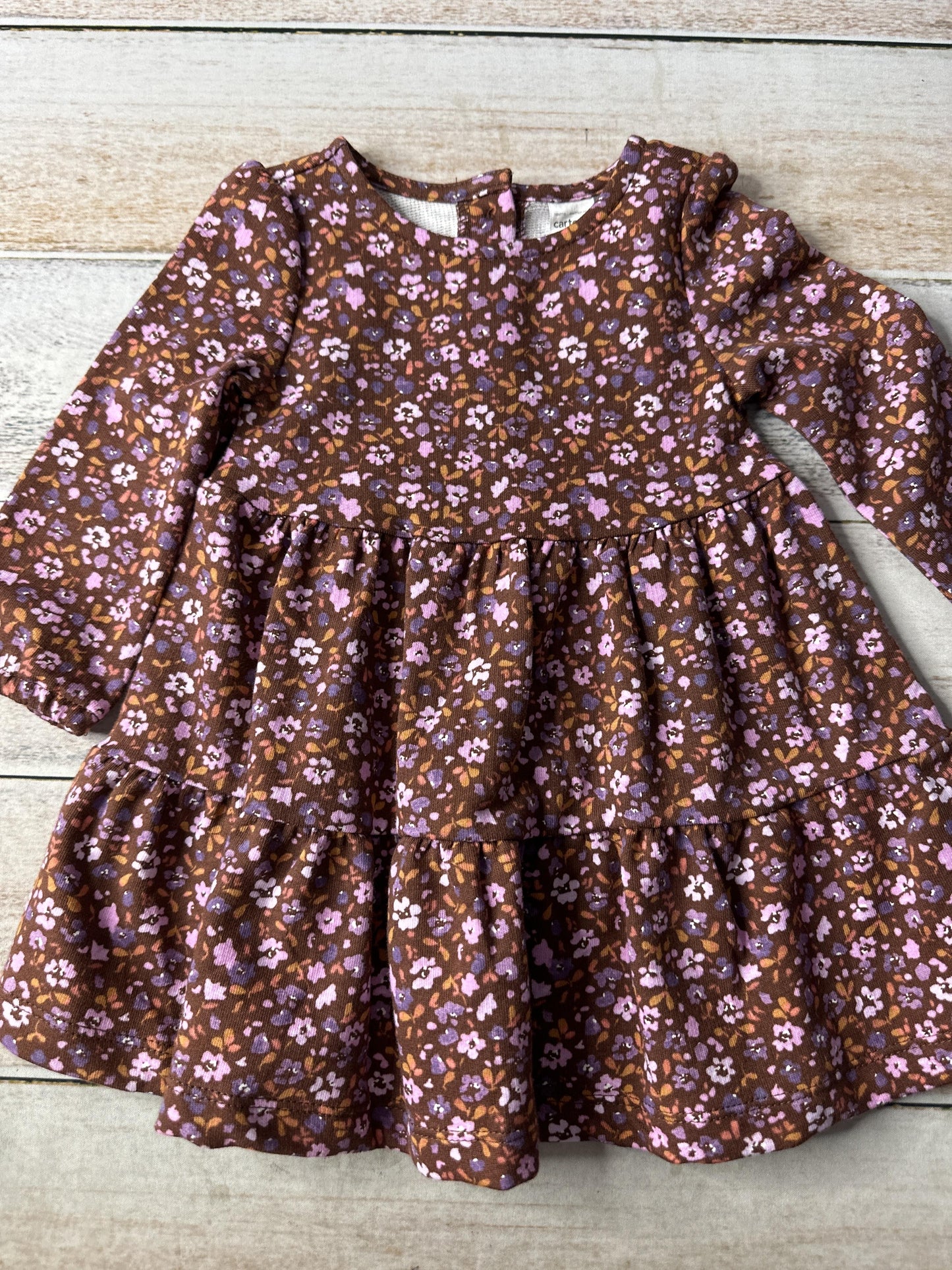 Carters Girls Pink floral | Brown Dress Size: 9-12 Months Pink floral | Brown