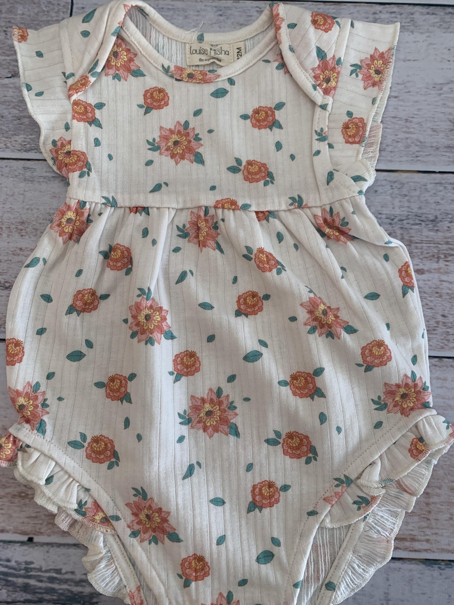 Louise Misha Girls Pink floral | cream Romper Size: 12M Pink floral | cream