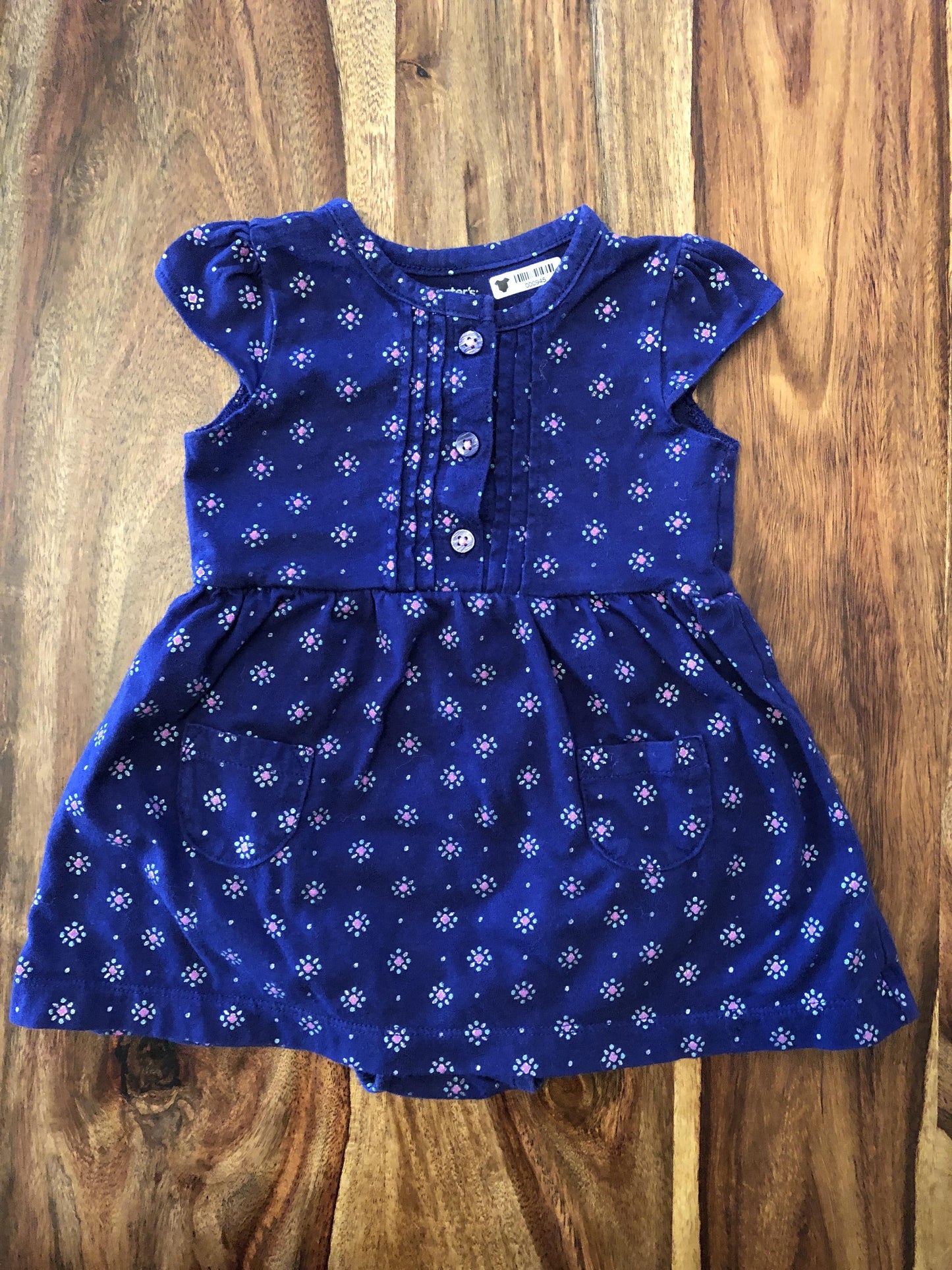 Carters Girls Pink floral | Navy Blue Dress Size: 9 months Pink floral | Navy Blue