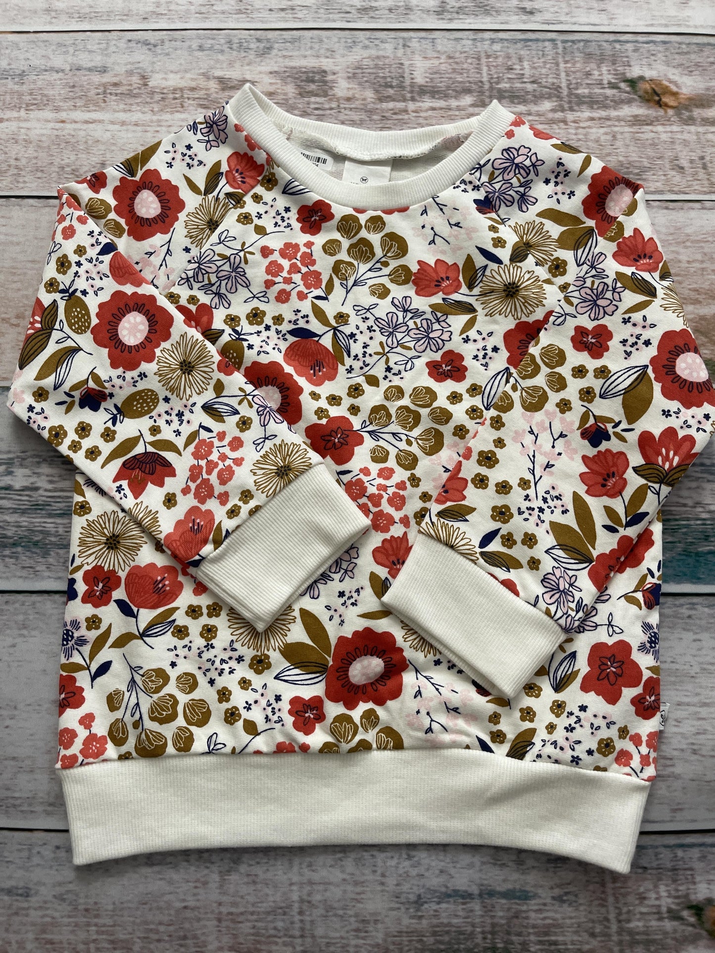 Honest Co Girls Pink floral | White Sweatshirt Size: 3T Pink floral | White