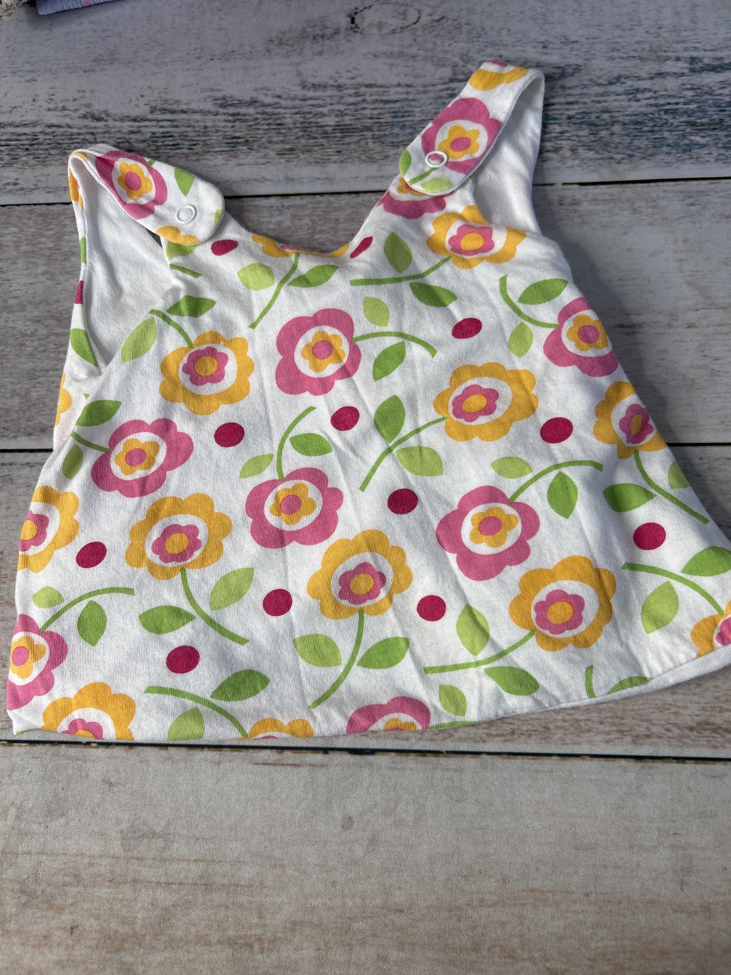 Girls Pink floral | Yellow Short Sleeve Shirt Size: 6-9 months Pink floral | Yellow