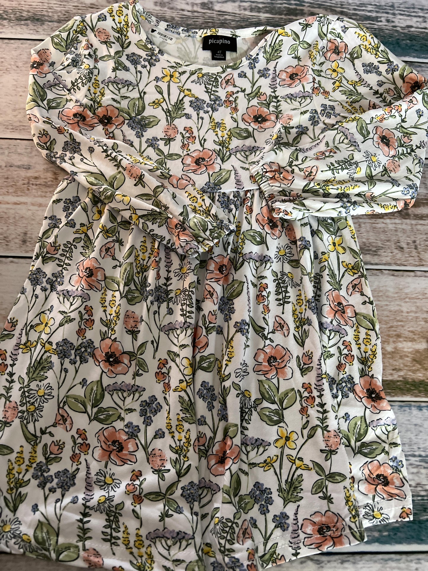 Picapino Girls Pink floral Dress Size: 4T Pink floral