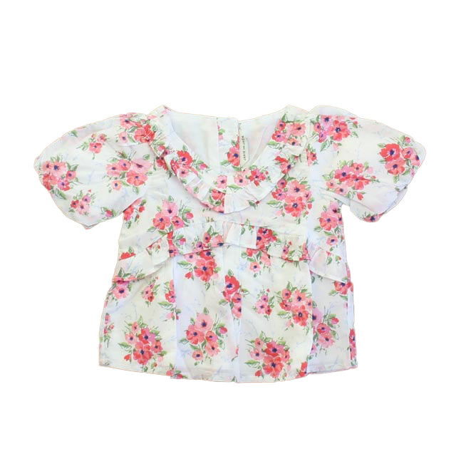 Janie and Jack Girls Pink Floral Blouse Size: 6-12 Months Pink Floral
