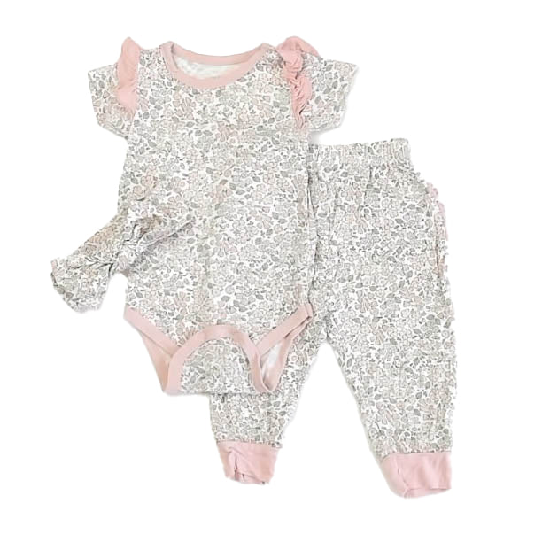 Milkberry Girls Pink Floral Apparel Sets Size: 3-6 Months Pink Floral