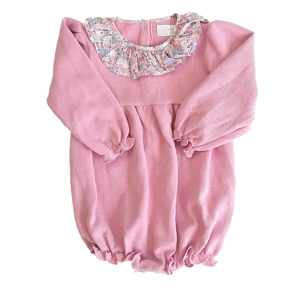 Cecil and Lou Girls Pink Floral Romper Size: 3T Pink Floral