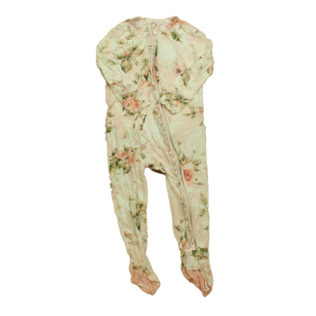 Posh Peanut Girls Pink Floral 1-piece footed Pajamas Size: 12-18 Months Pink Floral