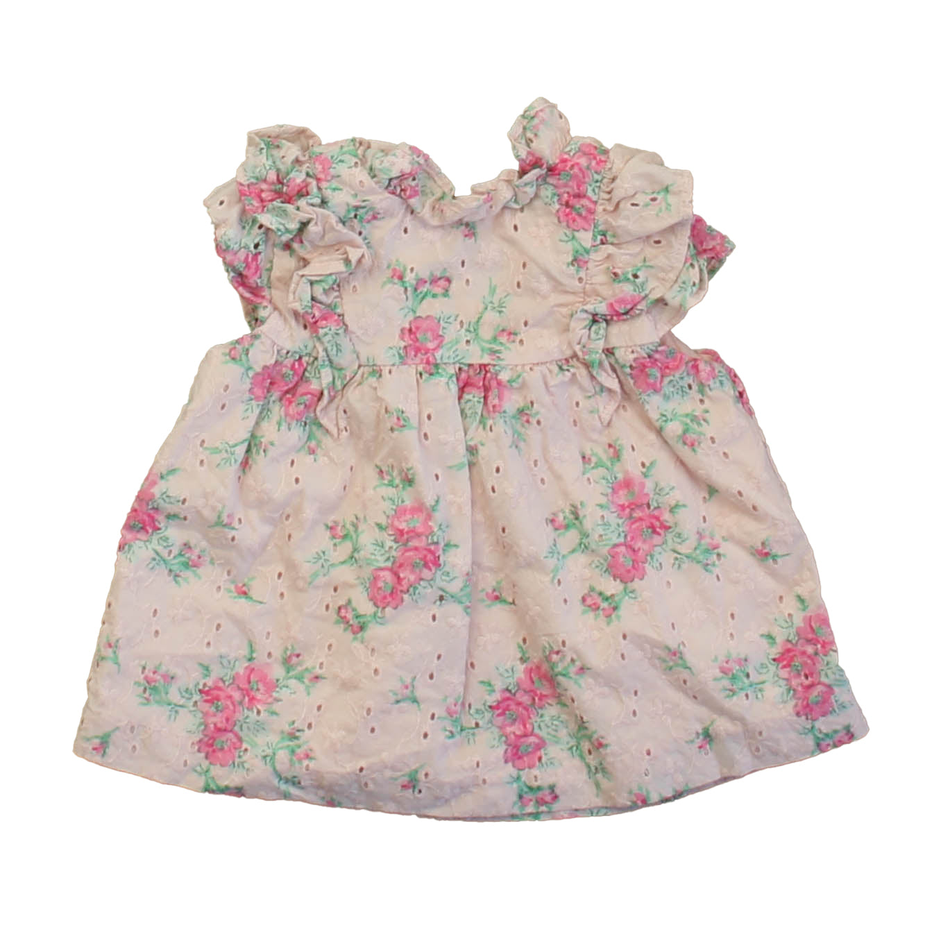 Janie and Jack Girls Pink Floral Blouse Size: 6-9 Months Pink Floral