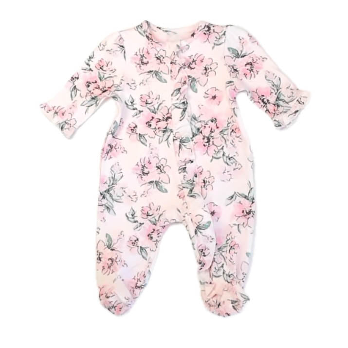 Little Me Girls Pink Floral Long Sleeve Outfit Size: 3 Months Pink Floral
