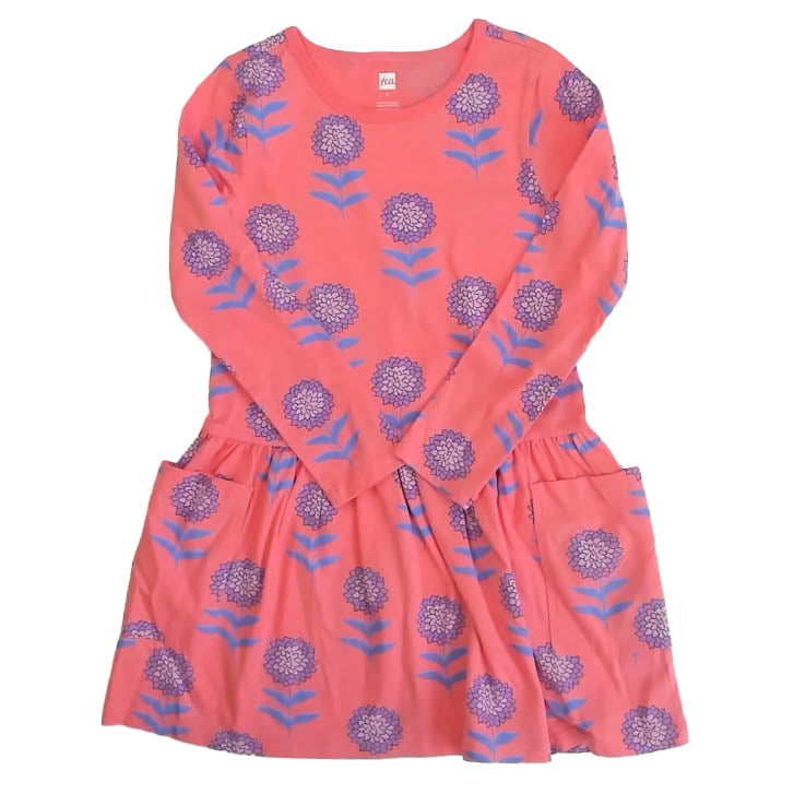 Tea Collection Girls Pink Floral Dress Size: 5T Pink Floral