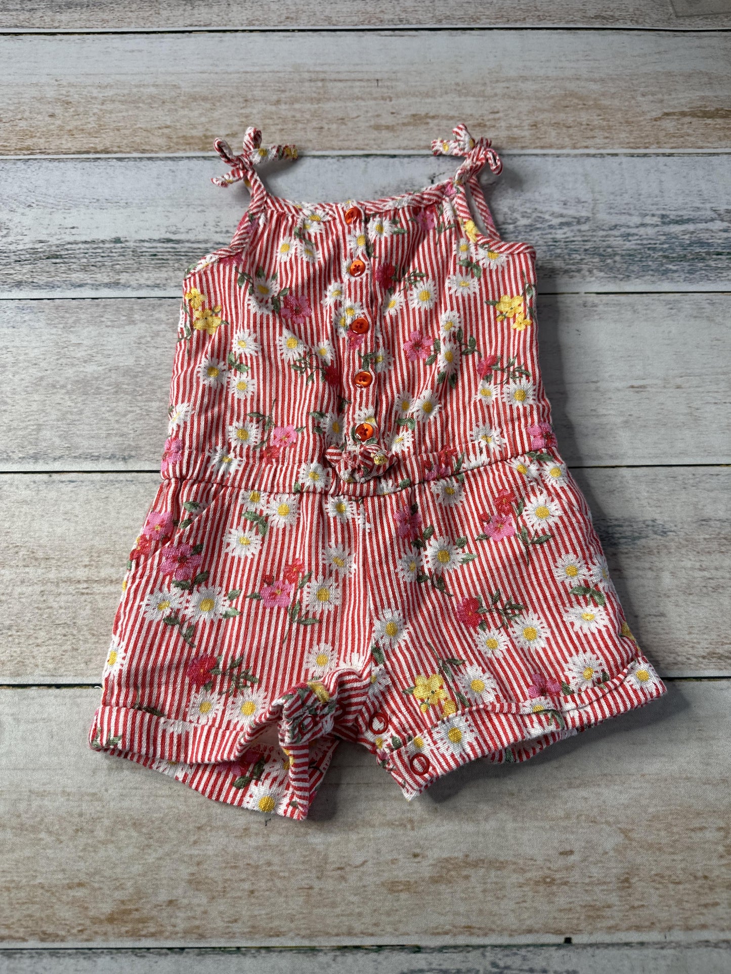 Little Me Girls Pink floral Romper Size: 9-12 Months Pink floral