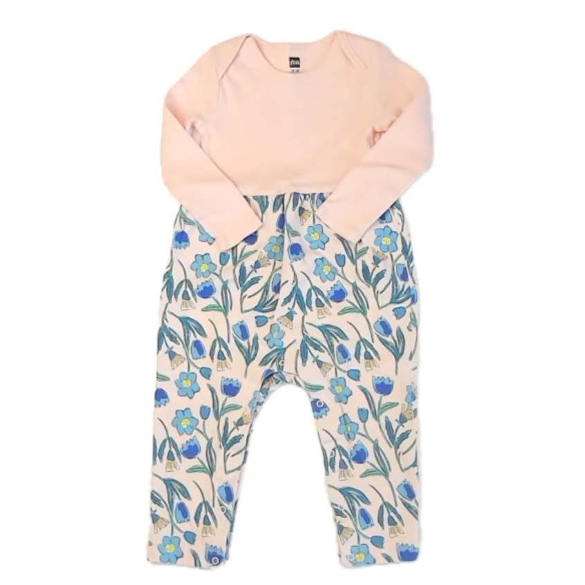 Tea Collection Girls Pink Floral Long Sleeve Outfit Size: 12-18 Months Pink Floral