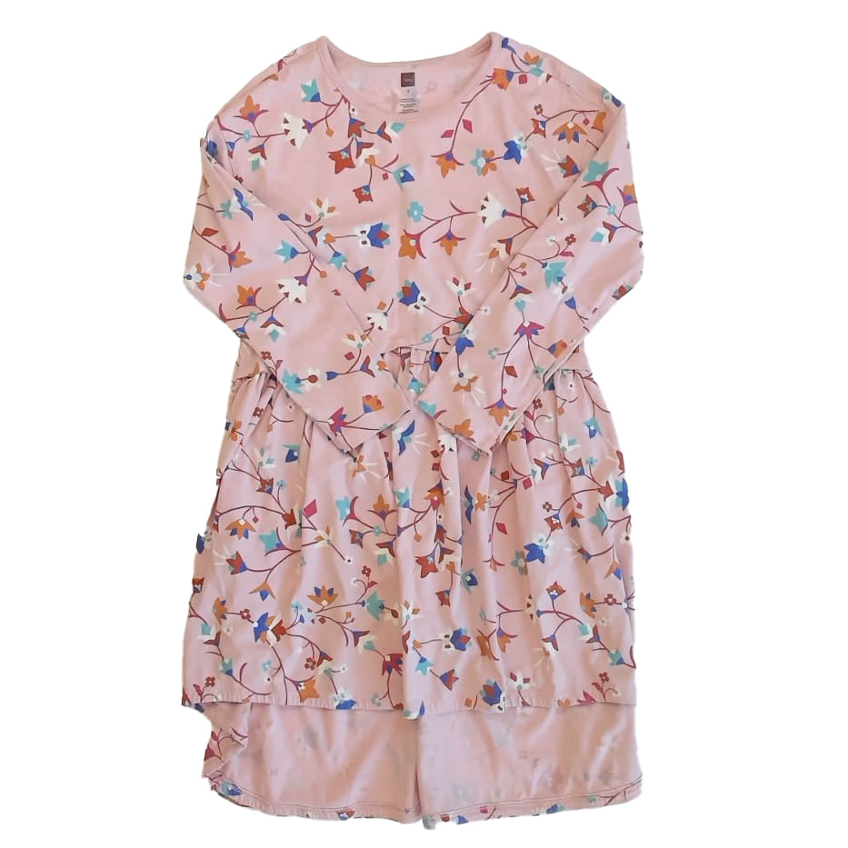 Tea Collection Girls Pink Floral Dress Size: 7 Years Pink Floral
