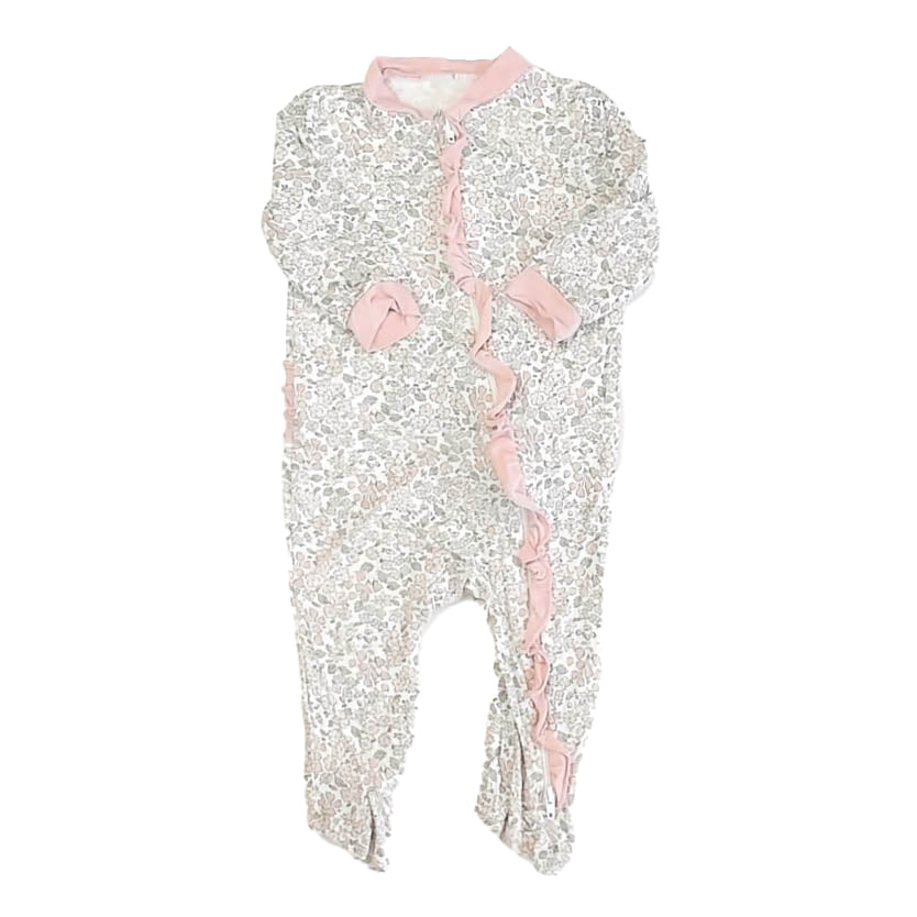 Milkberry Girls Pink Floral 1-piece footed Pajamas Size: 3-6 Months Pink Floral