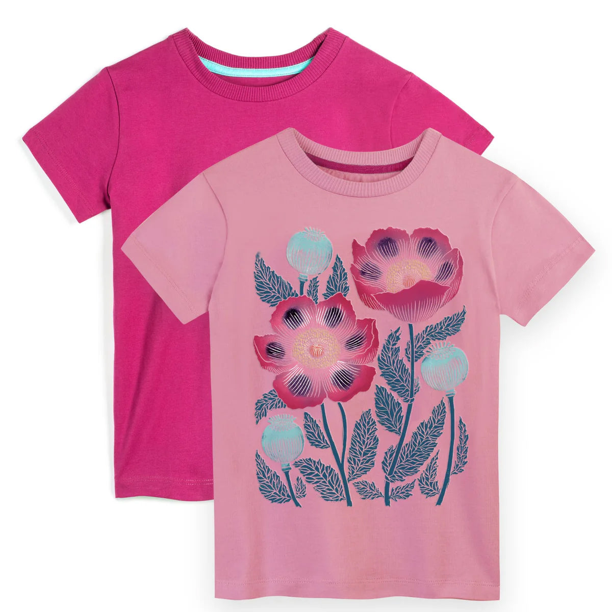 Mightly Girls Pink Flower T-Shirt Size: 6-14 Years Pink Flower