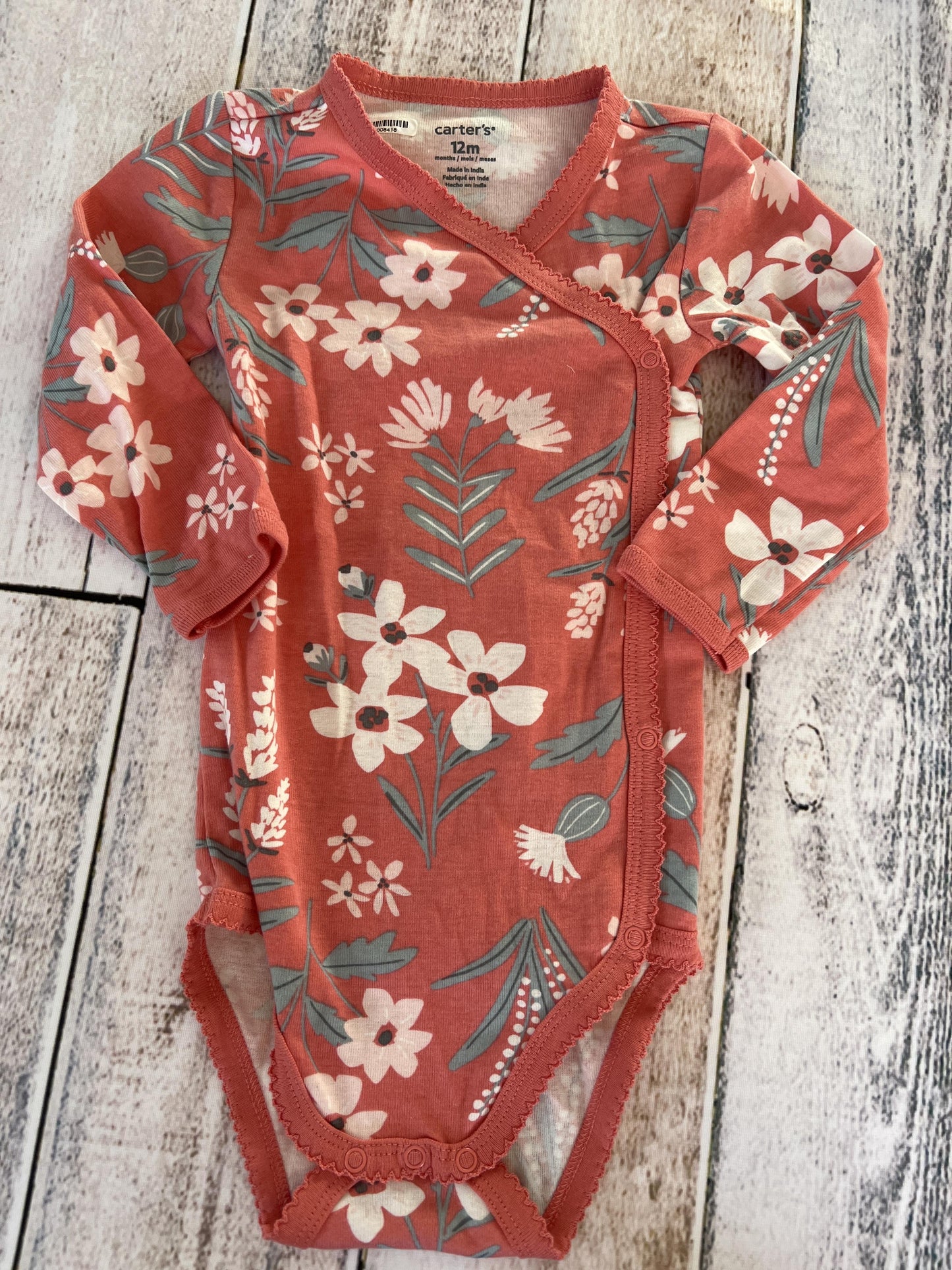 Carters Girls pink | Flowers | Tropical Onesie Size: 12M pink | Flowers | Tropical