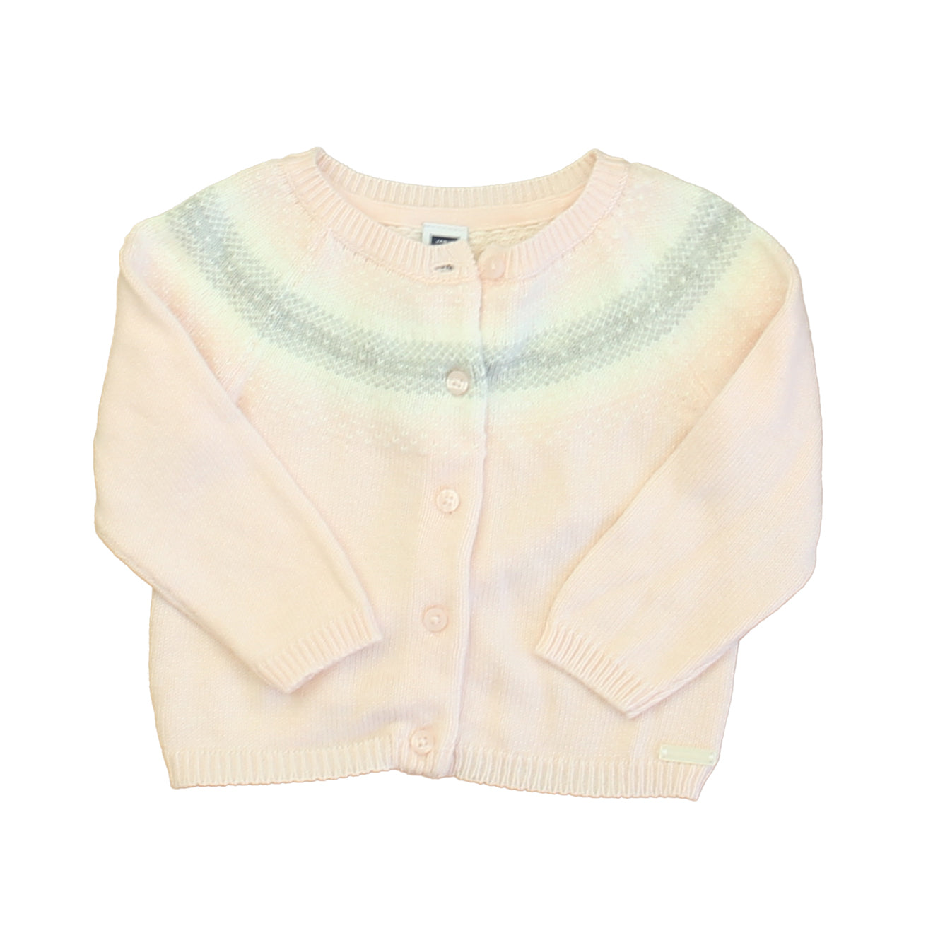 Janie and Jack Girls Pink | Gray Cardigan Size: 6-12 Months Pink | Gray