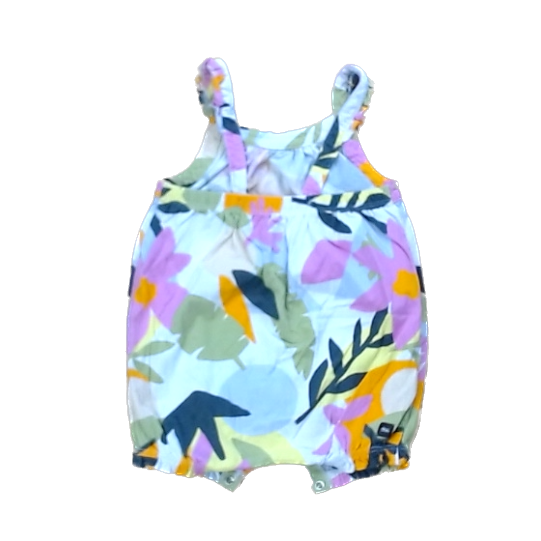 Tea Collection Boys Pink Green and Yellow Floral Romper Size: 18-24 Months Pink Green and Yellow Floral