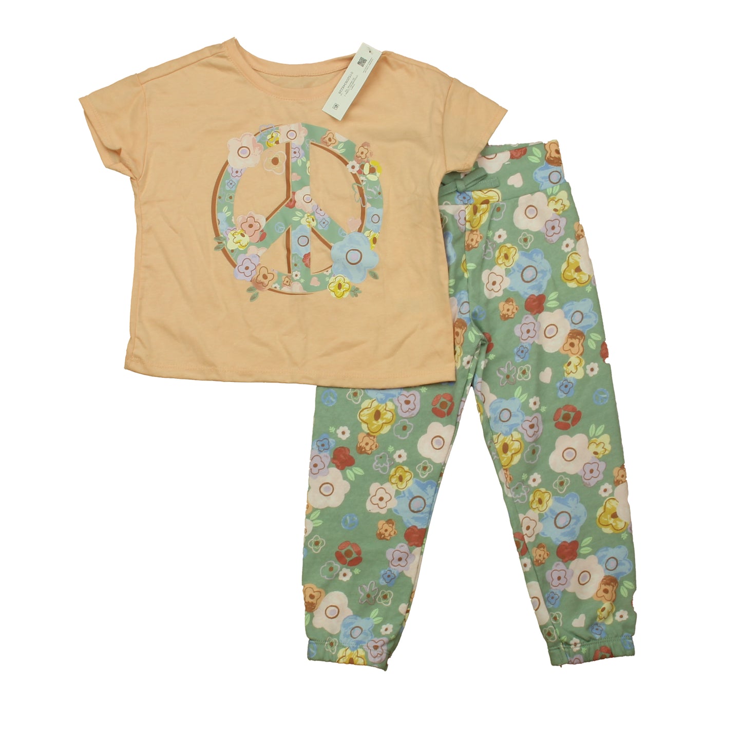 Garanimals Girls Pink | Green Floral Apparel Sets Size: 3T