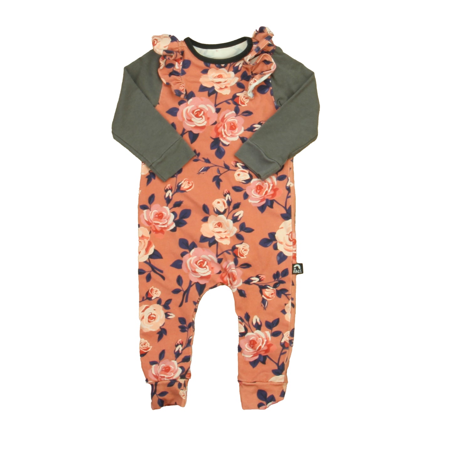 Rags Girls Pink | Green Floral Long Sleeve Outfit Size: 3-6 Months Pink | Green Floral