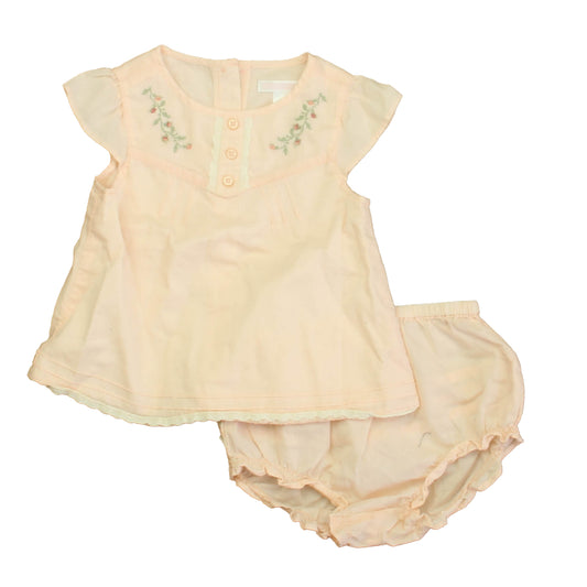 Janie and Jack Girls Pink | Green Floral Dress Size: 6-12 Months Pink | Green Floral