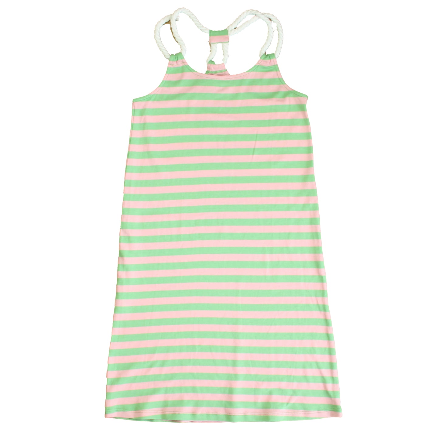 Classic Prep Girls Pink | Green Stripe Dress Size: 6-14 Years Pink | Green Stripe