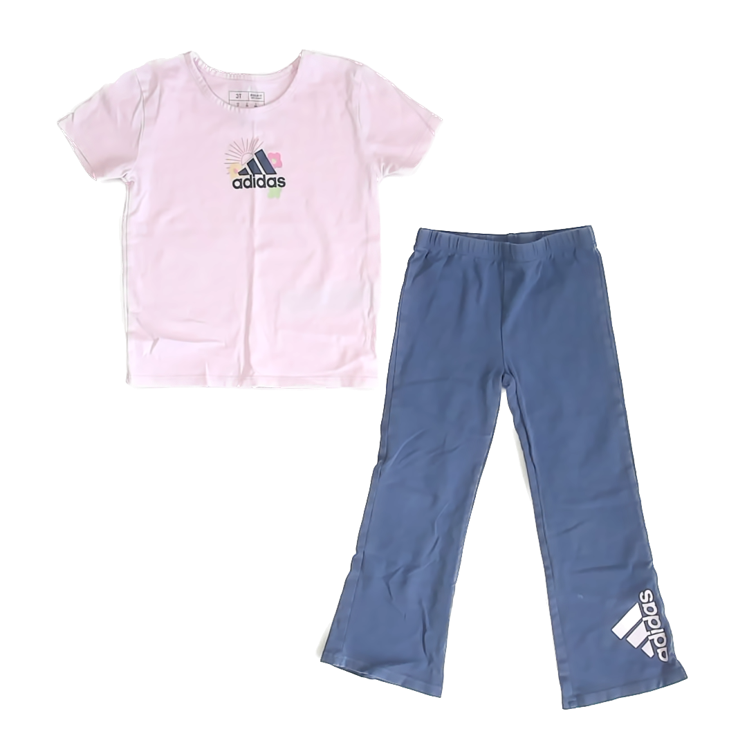 Adidas Girls Pink | Grey Apparel Sets Size: 3T Pink | Grey