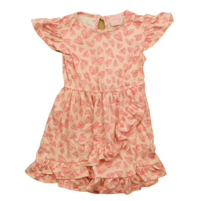 Lucky Penny Girls Pink Hearts Dress Size: 4T