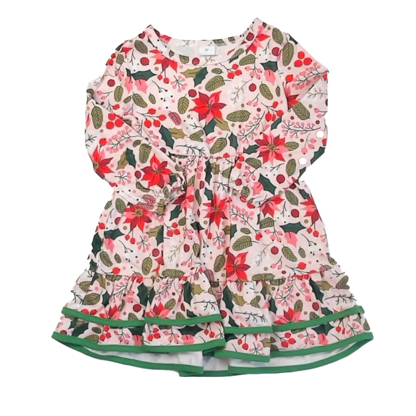 Unknown Brand Girls Pink Holly Dress Size: 3T Pink Holly