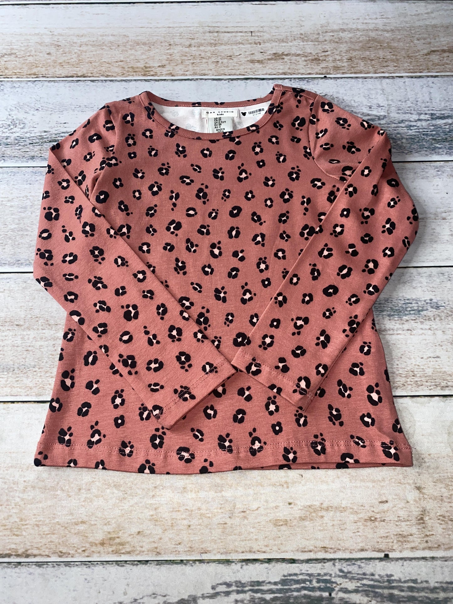 Max Studio Girls pink | Leopard print Long Sleeve T-Shirt Size: 3T pink | Leopard print