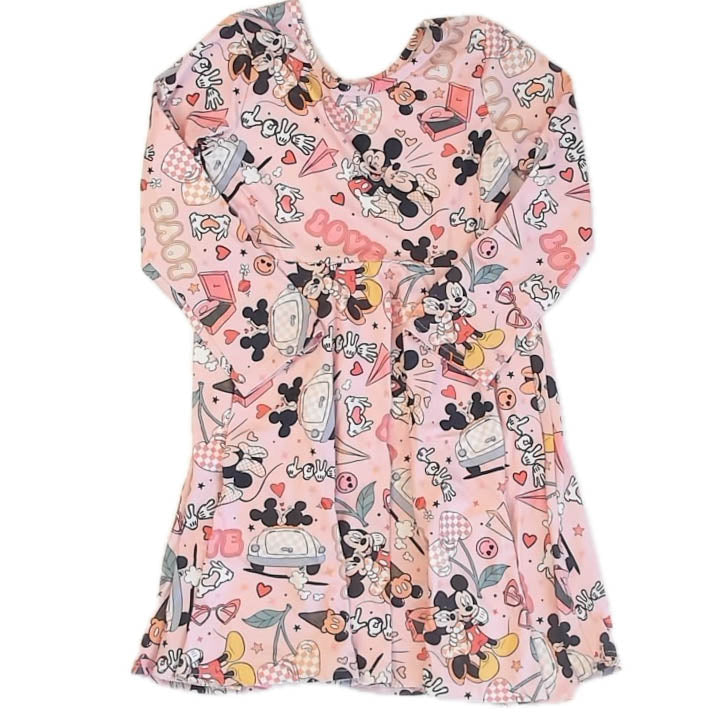 Rylee Faith Designs Girls Pink Minnie Dress Size: 7 Years Pink Minnie