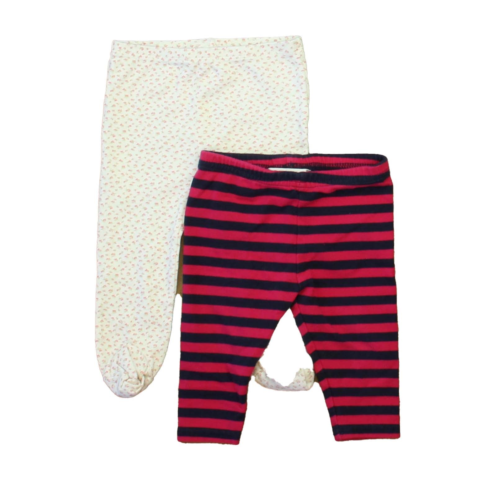Ralph Lauren Girls Pink | Navy Stripe | Floral Leggings Size: 6 Months Pink | Navy Stripe | Floral