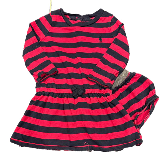 Ralph Lauren Girls Pink | Navy Stripe Dress Size: 6 Months Pink | Navy Stripe
