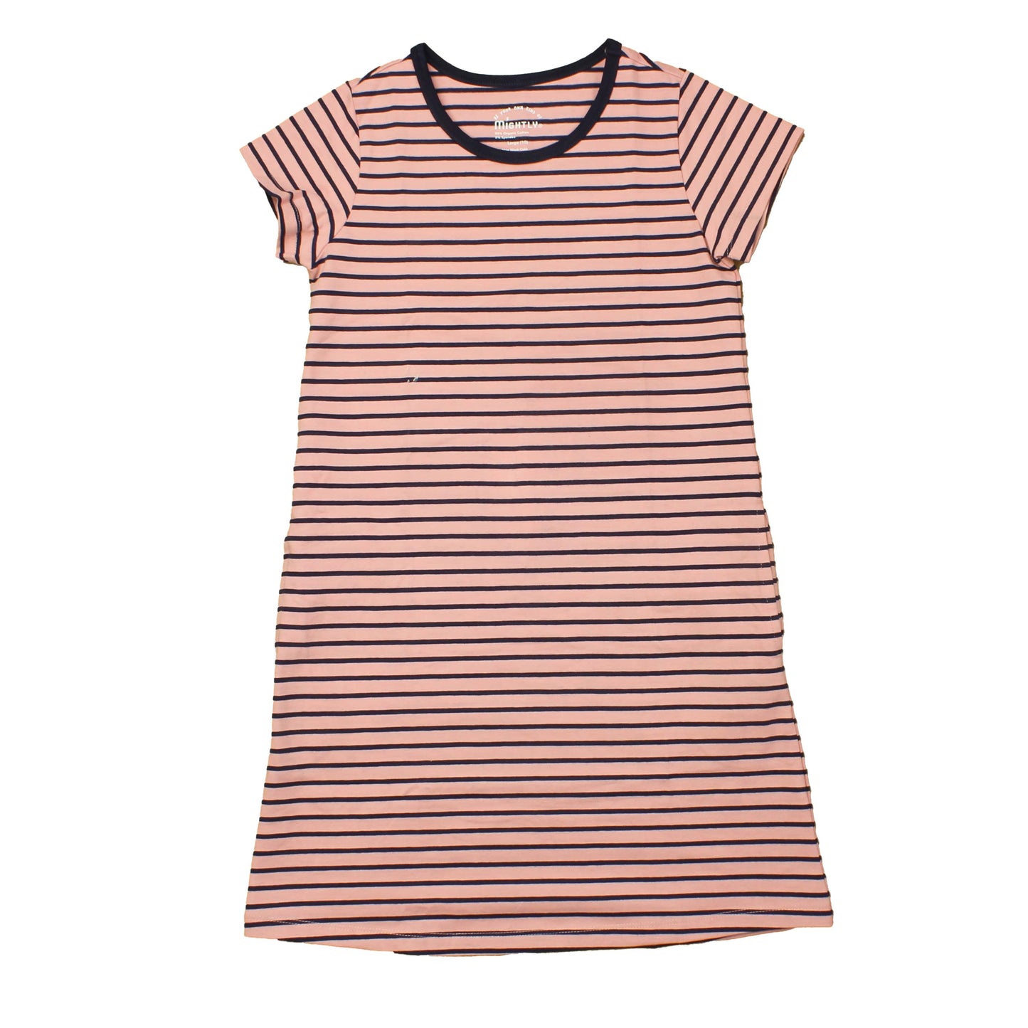 Mightly Girls Pink | Navy | Stripes Dress Size: 10 Years Pink | Navy | Stripes