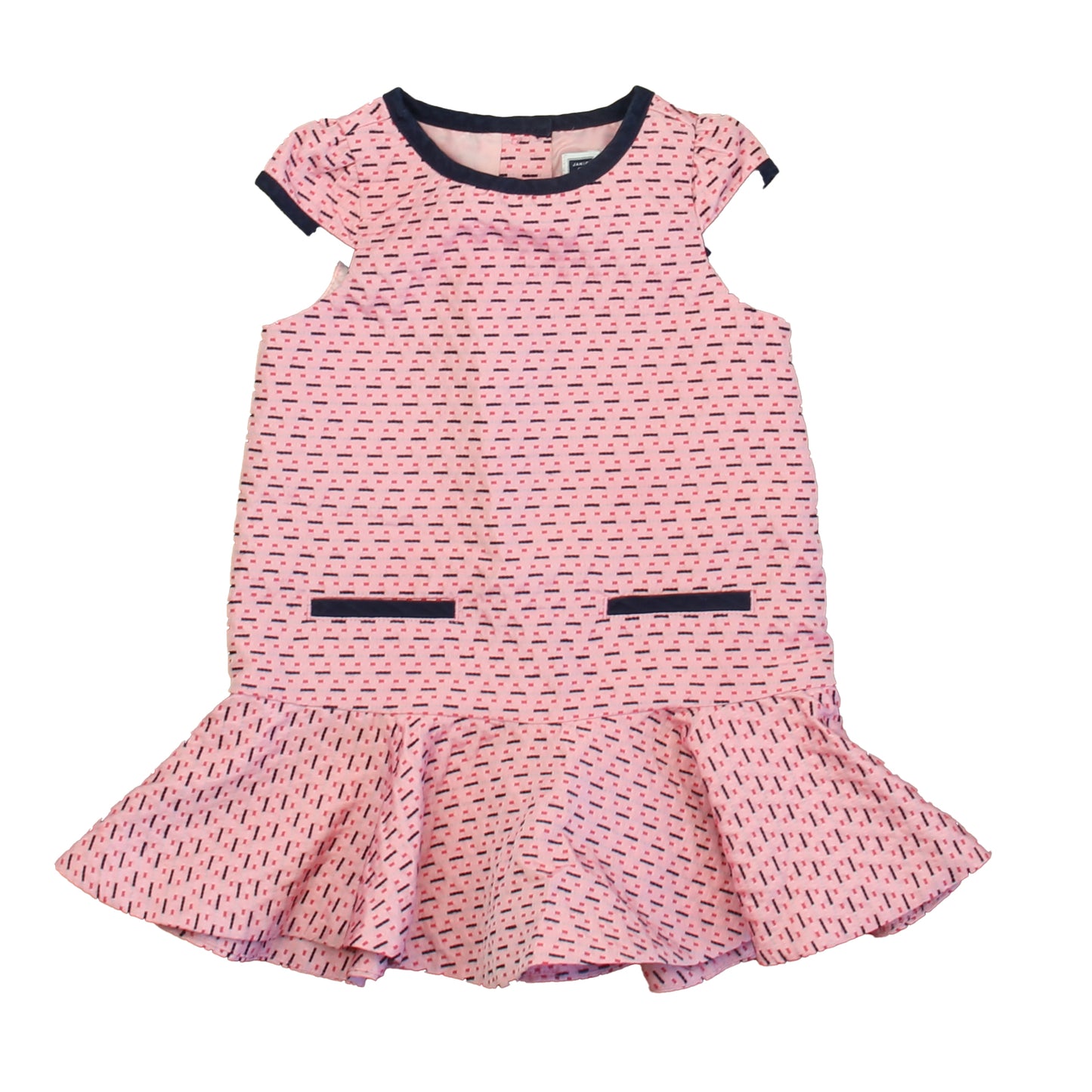 Janie and Jack Girls Pink | Navy Dress Size: 12-18 Months Pink | Navy