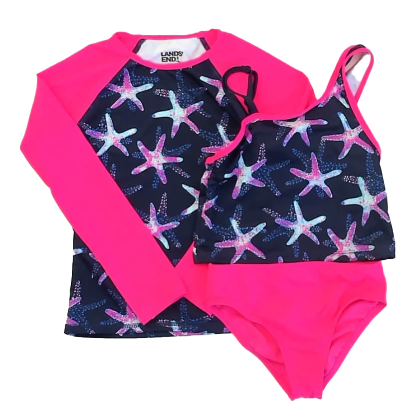 Lands' End Girls Pink | Navy 2-piece Swimsuit Size: 5T Pink | Navy
