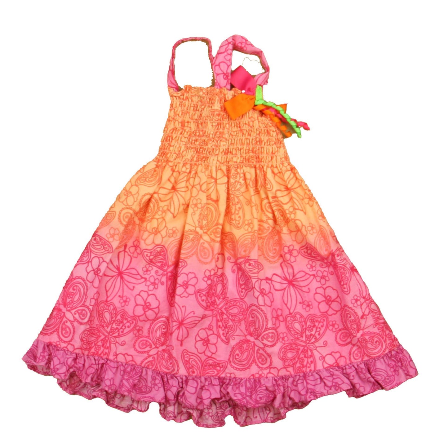 Sophie Rose Girls Pink | Orange Butterflies Dress Size: 2T Pink | Orange Butterflies