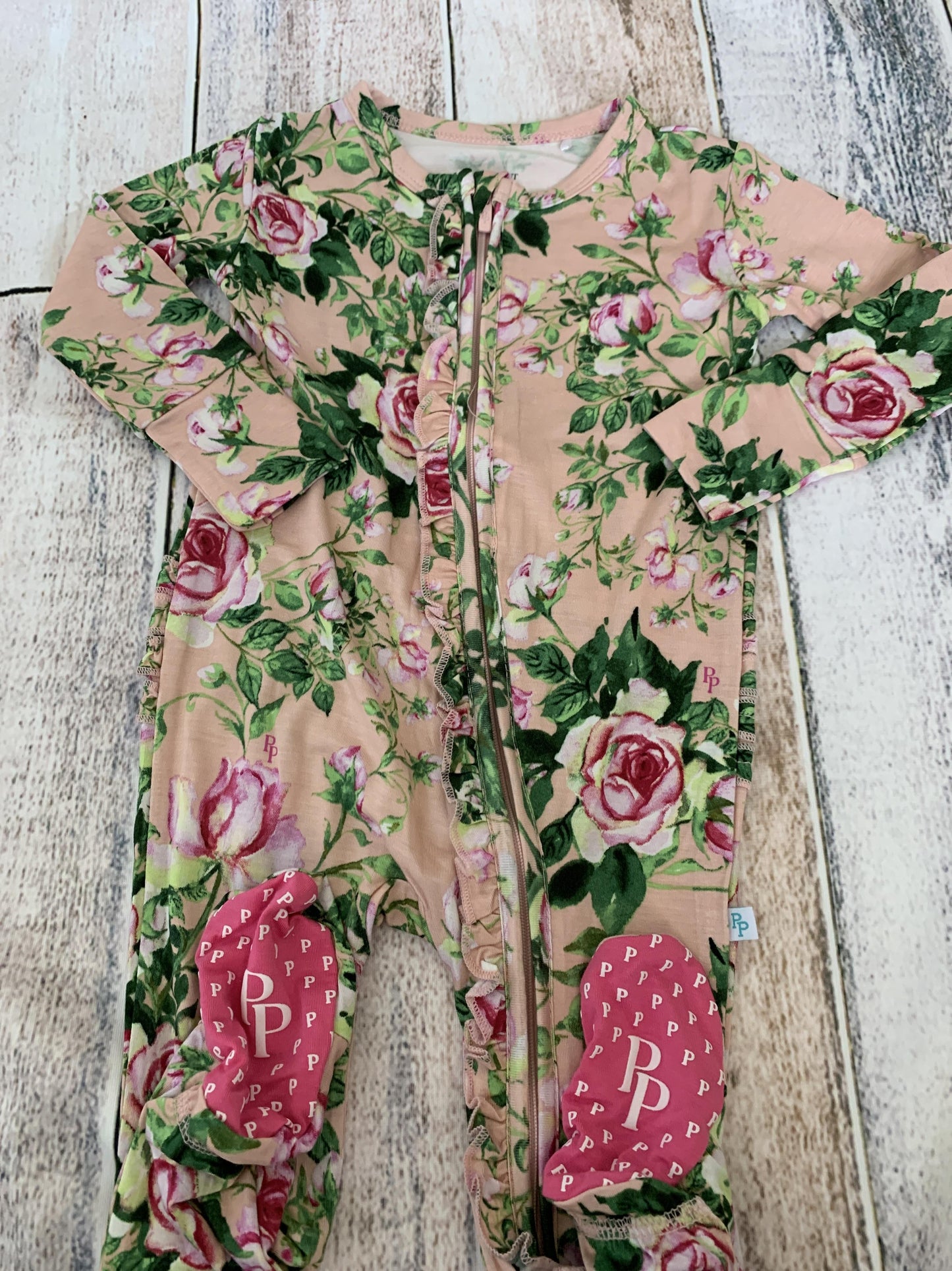 Posh Peanut Girls pink | Pink floral Pajamas Size: 9-12 Months pink | Pink floral