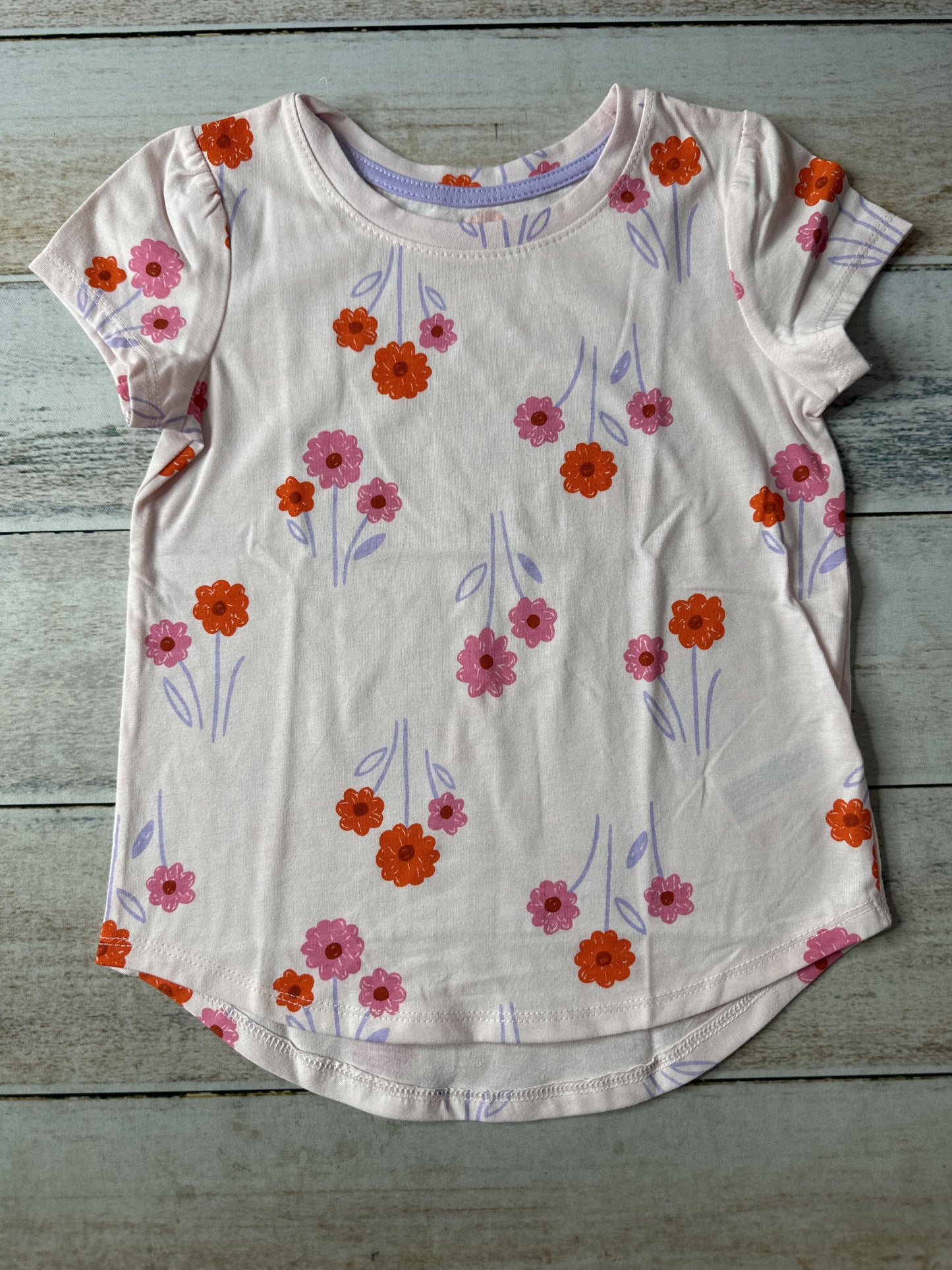 Cat & Jack Girls pink | Pink floral T-Shirt Size: 5T pink | Pink floral