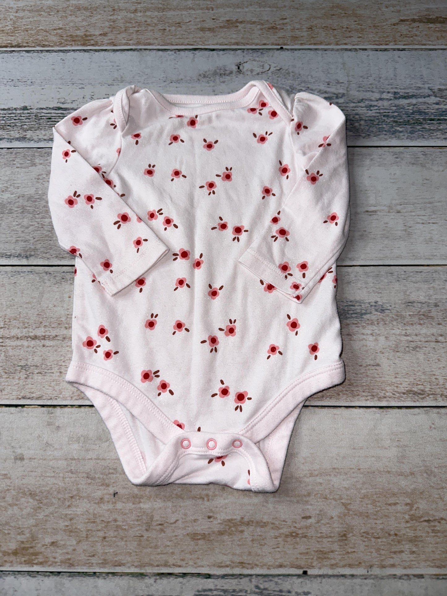 Cat & Jack Girls pink | Pink floral Onesie Size: 3-6 months pink | Pink floral