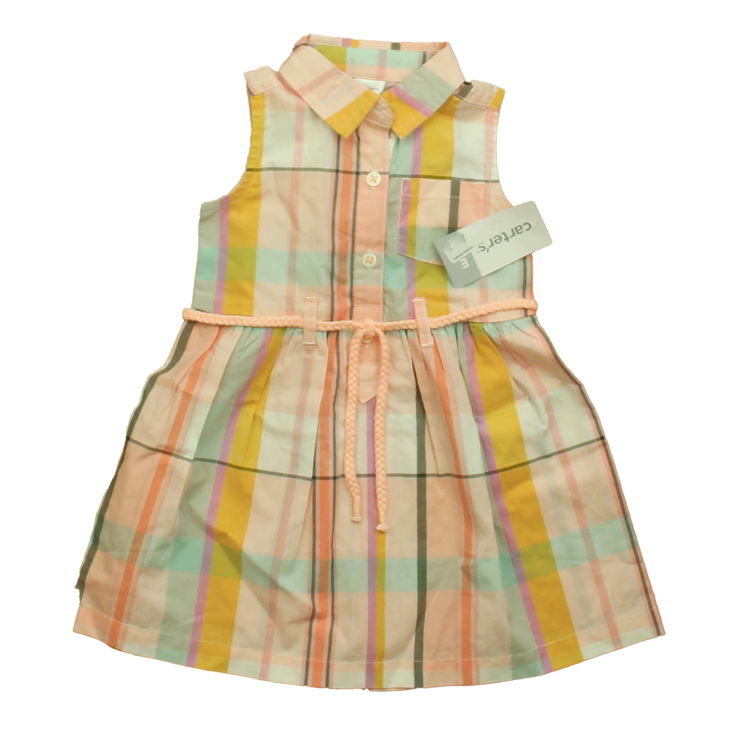 Carter's Girls Pink Plaid Dress Size: 12 Months Pink Plaid